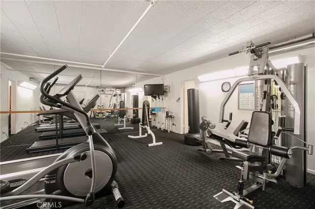 a room with gym equipment