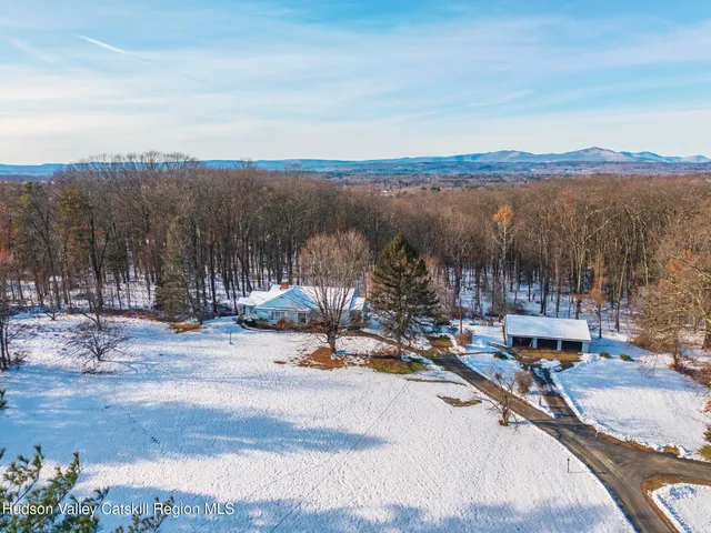 a view of a lake with a mountain