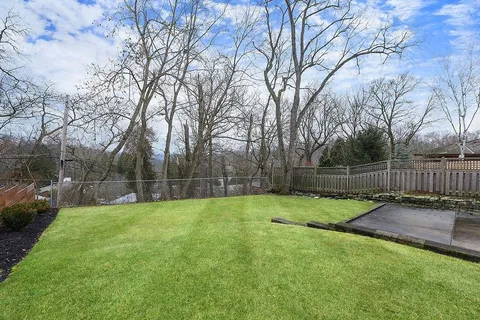 a view of a backyard with green space