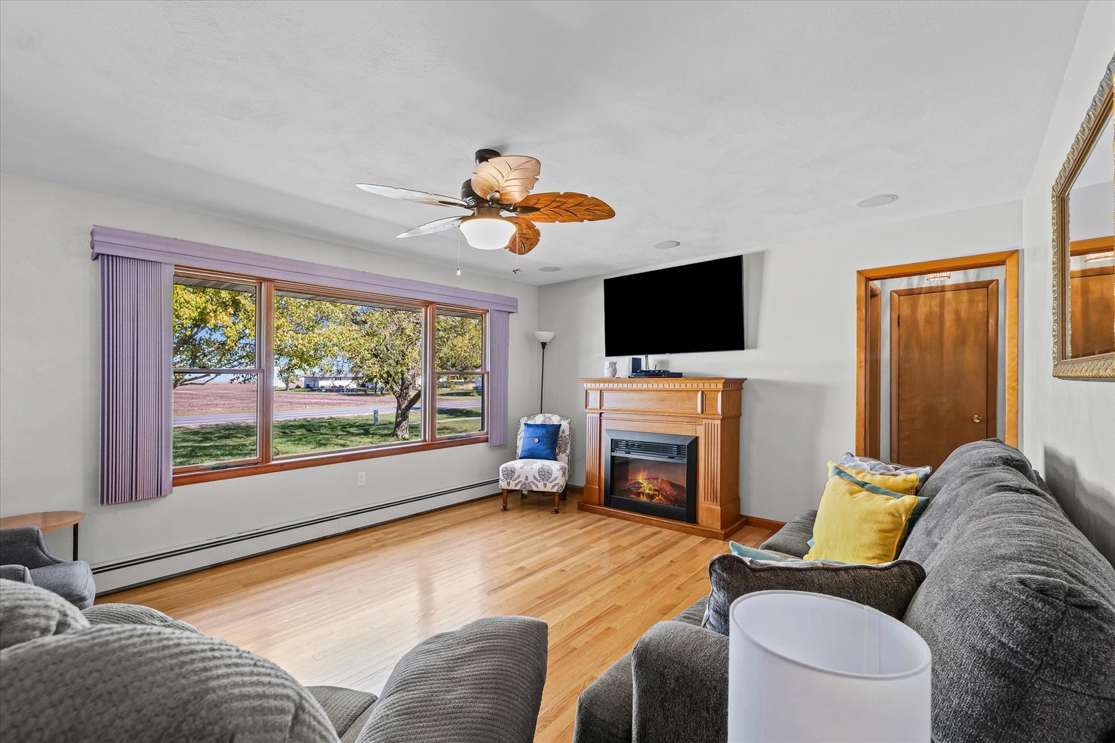 209 West Main Street Royal, IL 61871 - Photo 6 of 32 a living room with furniture a fireplace and a flat screen tv