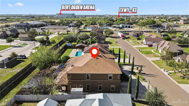 an aerial view of multiple house