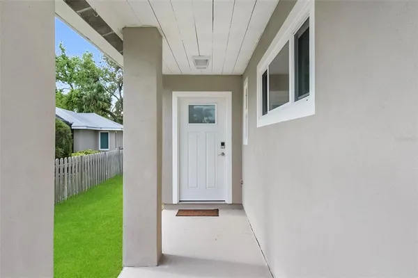 a view of a door front of house