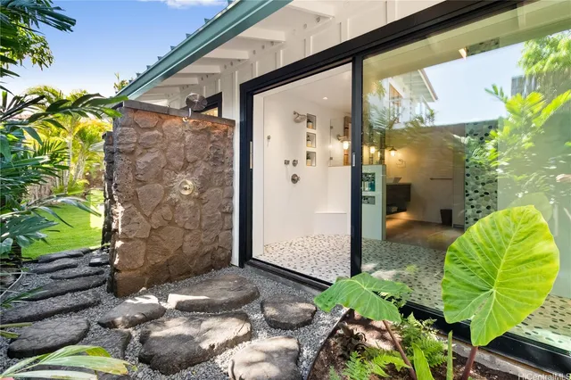 a view of a porch with furniture