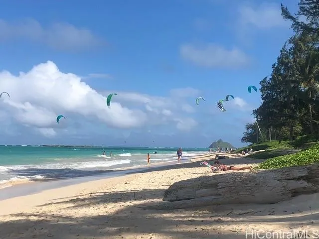 a view of a water fountain and a big yard
