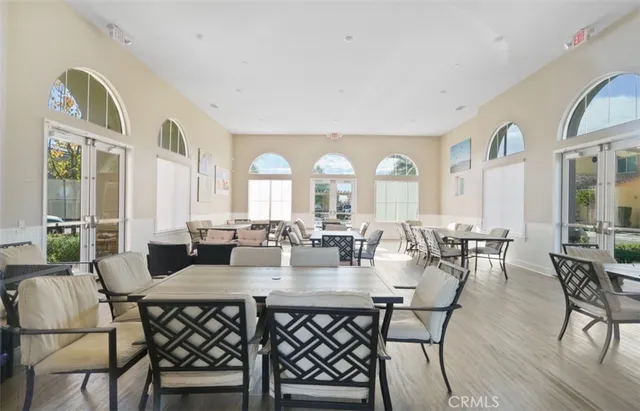 a view of a patio with a yard