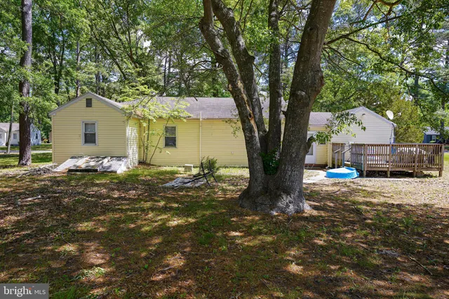 a front view of a house with a tree