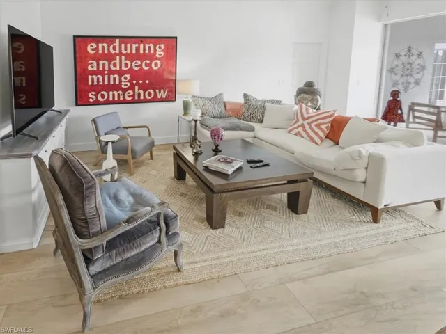 a living room with furniture