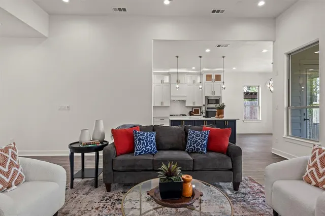 a living room with furniture and a couch
