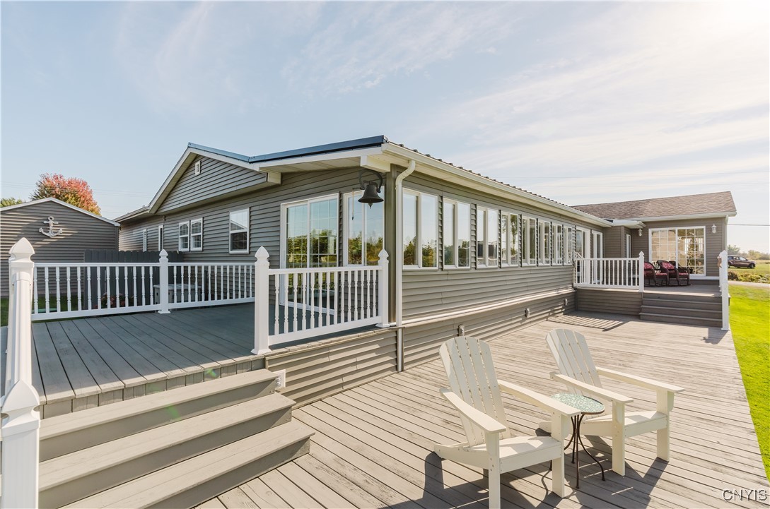 Large back deck with views of the St. Lawrence Riv
