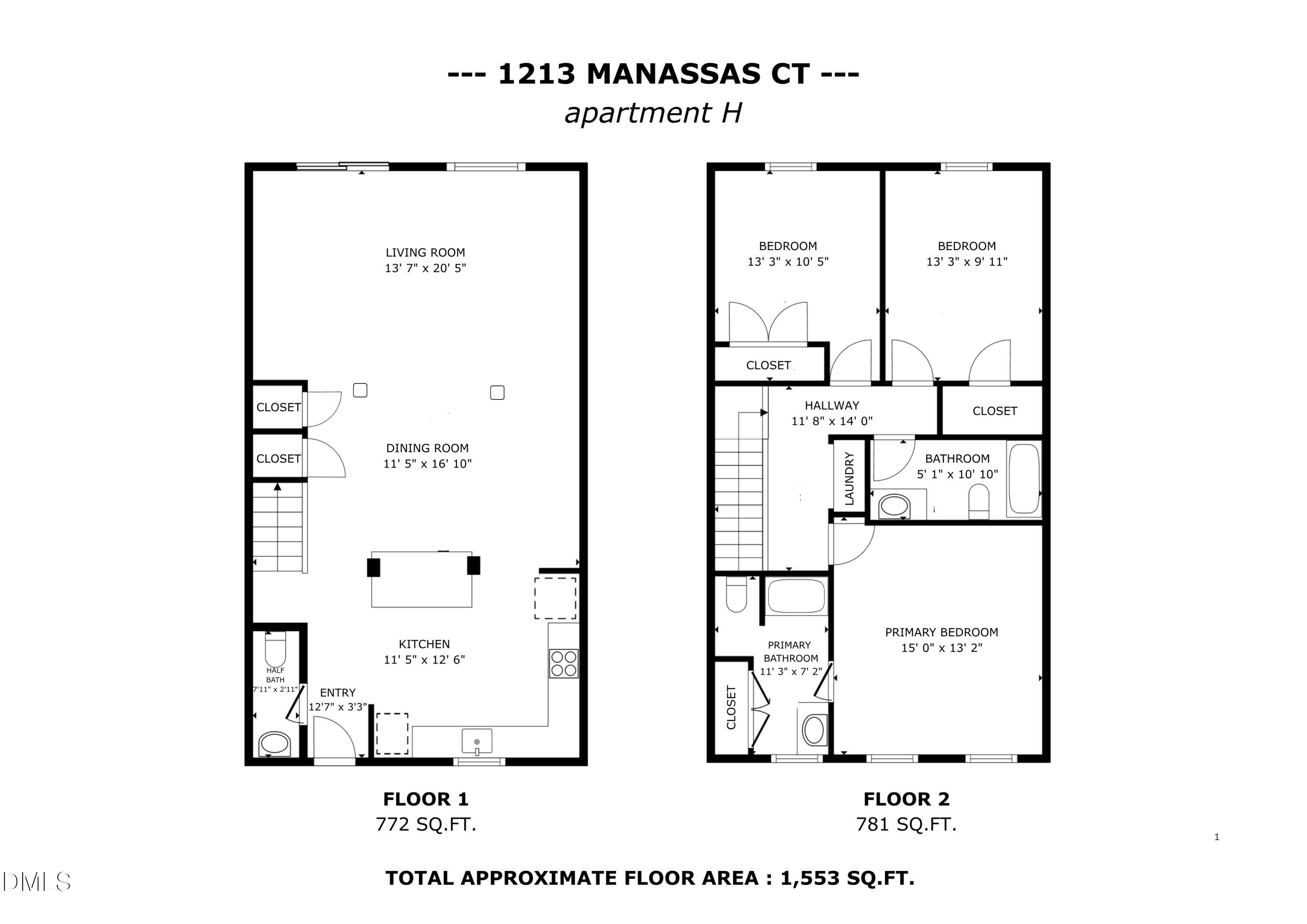 1213 Manassas Court, Unit H Raleigh, NC 27609 - Photo 43 of 43 Manasses - Floor Plan