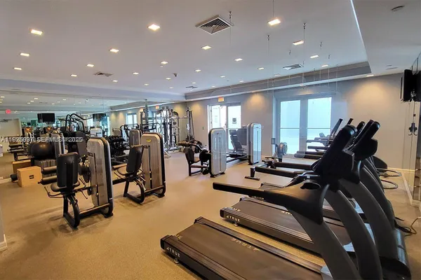a view of a room with gym equipment