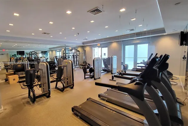 a view of a room with gym equipment