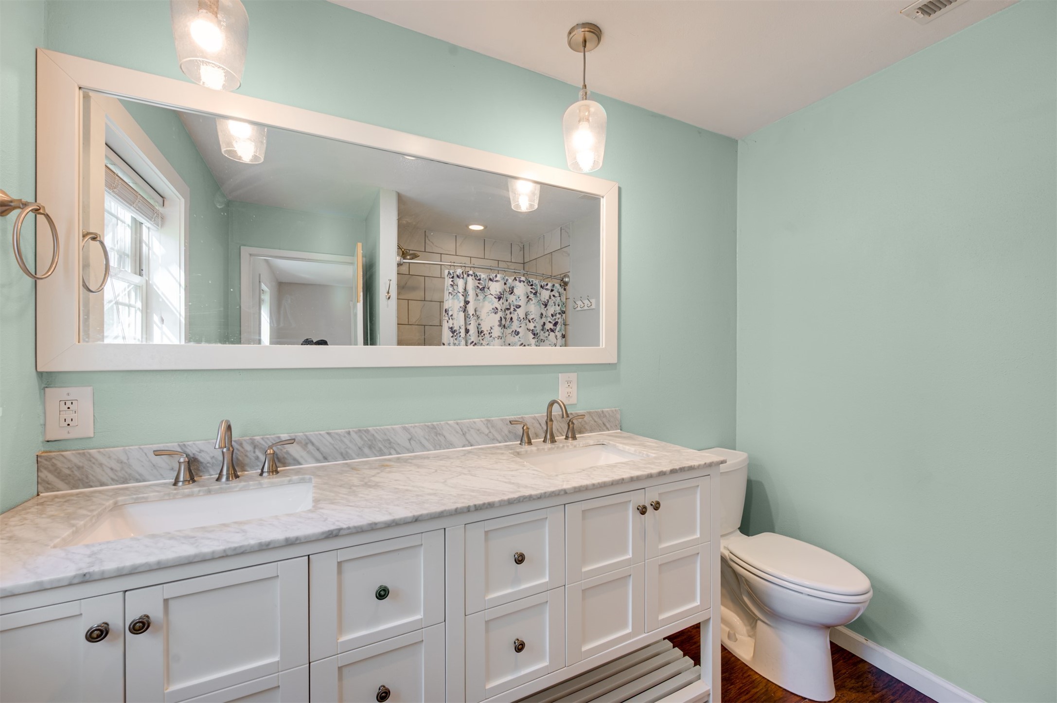 215 Perryman Road Lindale, TX 75771 - Photo 26 of 44 a bathroom with a granite countertop toilet sink and mirror