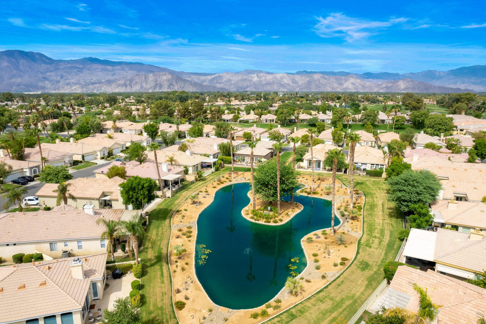 48908 Heifitz Drive Indio, CA 92201 - Photo 15 of 42 an aerial view of a house with a ocean view