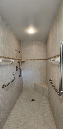 a bathroom with a shower