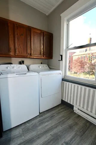 a view of a storage & utility room with washer and dryer