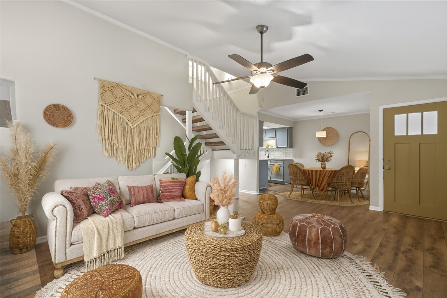 a living room with furniture