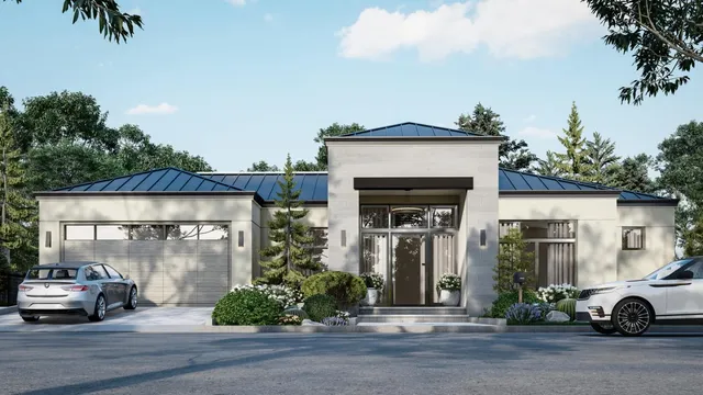 a car parked in front of a house