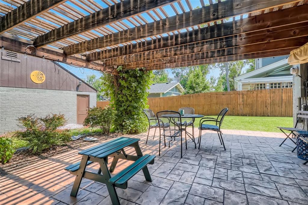 4140 Decatur Street Denver, CO 80211 - Photo 25 of 33 a view of a patio with table and chairs with wooden floor and fence
