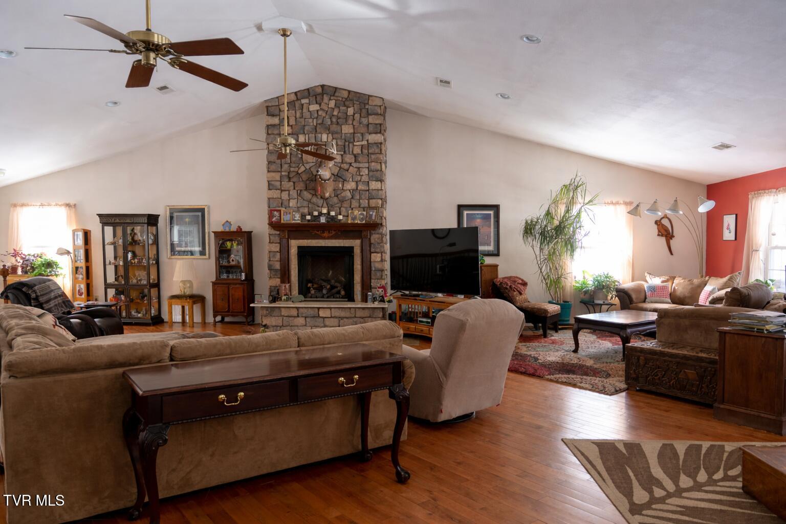 5380 Laurel Fork Road Rocky Gap, VA 24366 - Photo 4 of 53 Spacious living room with stone fireplac