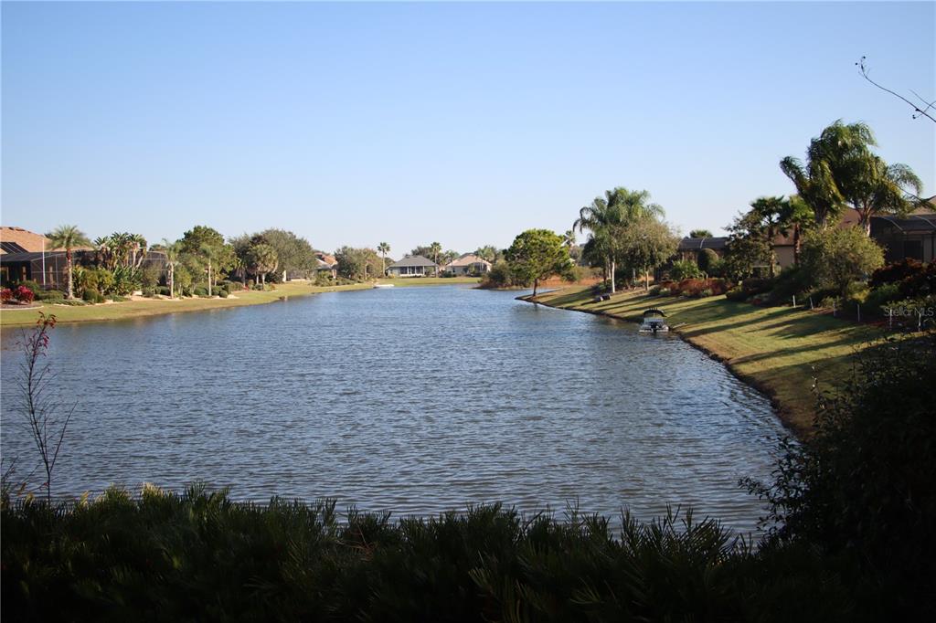 a view of a lake with outdoor space