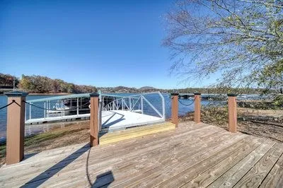 a view of a patio with wooden floor