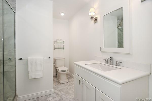 4 Spring Court Huntington, NY 11743 - Photo 16 of 38 a bathroom with a sink a toilet and a mirror