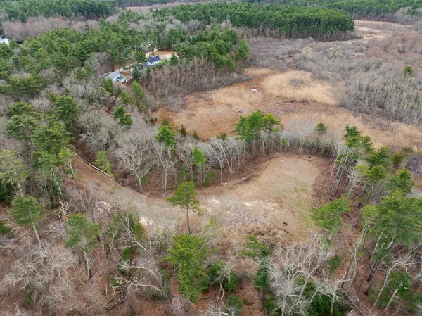 a view of a dirt pathway both side of yard