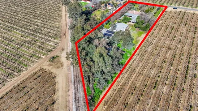 a view of a house with backyard and a tree