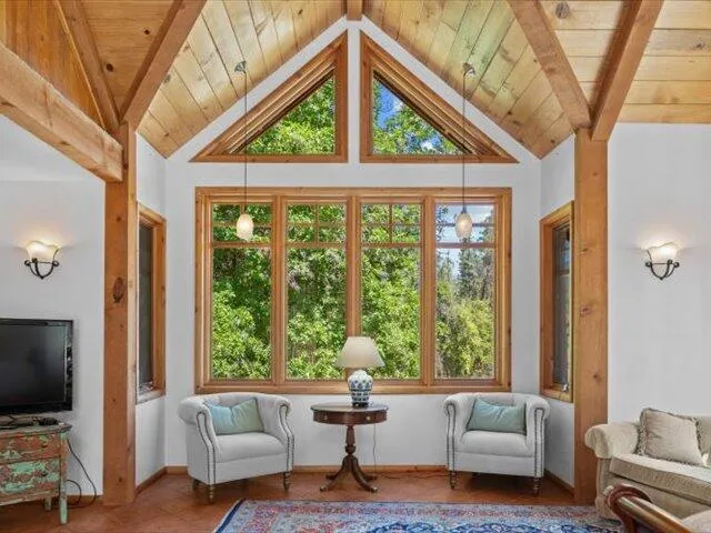 a backyard of a house with lots of green space