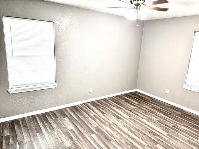 a view of a room with a window