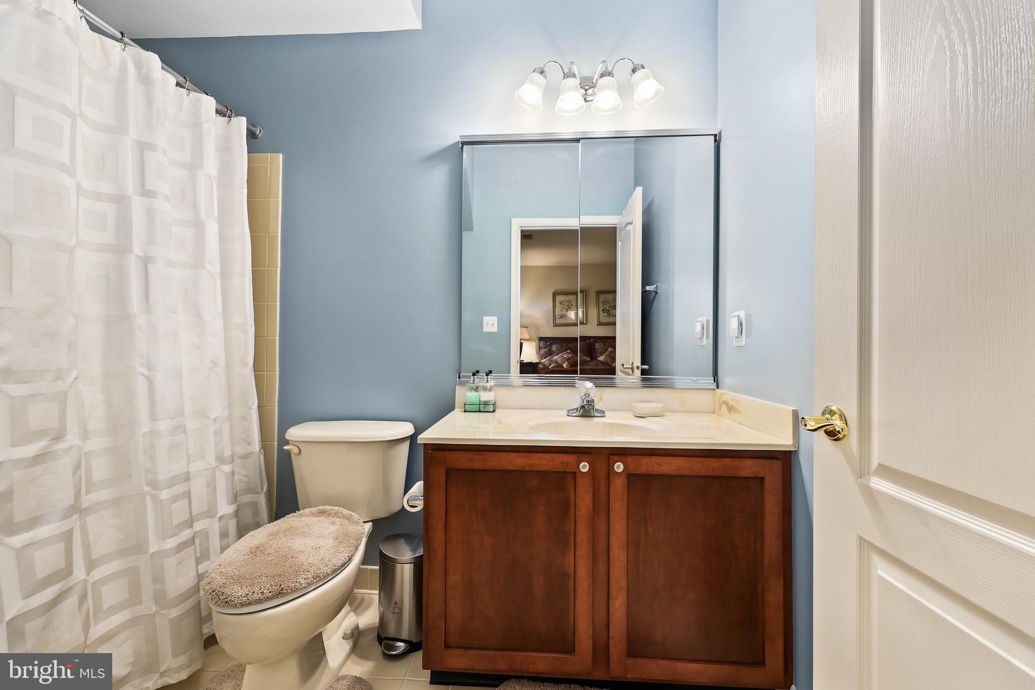 40890 Beechnut Road Leesburg, VA 20175 - Photo 41 of 65 a bathroom with a granite countertop toilet a sink and a mirror