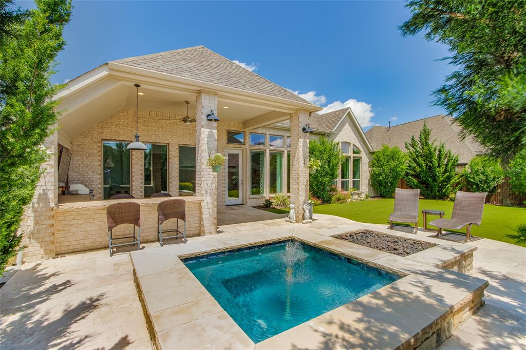 2406 Capitol Place Melissa, TX 75454 - Photo 1 of 40 Spa with a patio, ceiling fan, a yard, and an outdoor fire pit