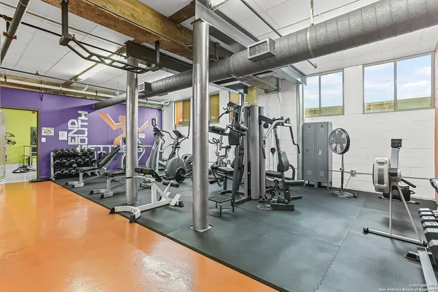 a view of a room with gym equipment