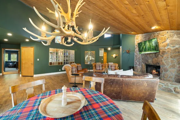 a very nice looking dining room with a table and chairs