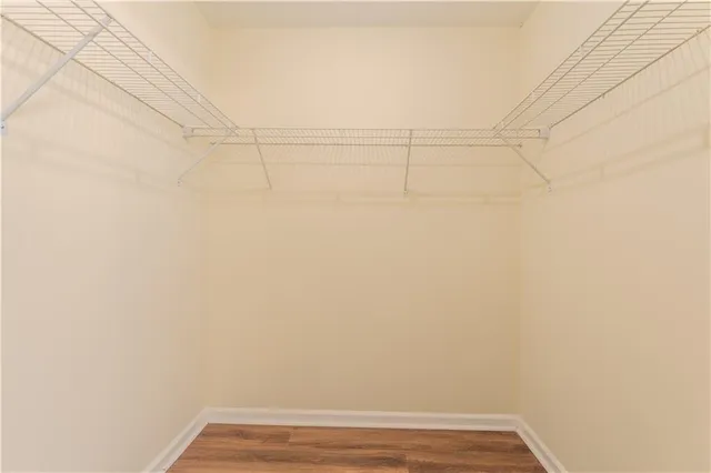 a view of a room with racks on the wall