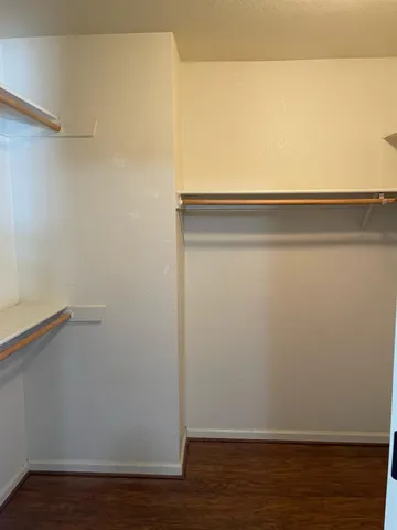 a view of small space with wooden floor