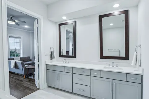 a bathroom with a shower and a bathtub