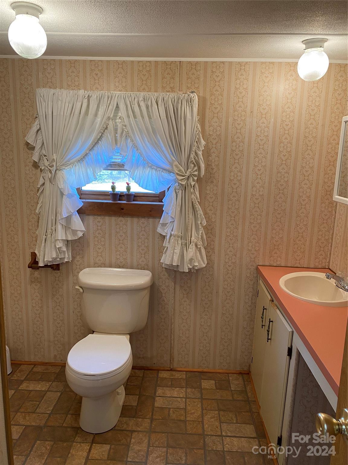 1715 Hopewell Church Road Hiddenite, NC 28636 - Photo 27 of 46 a bathroom with a sink a toilet and a mirror