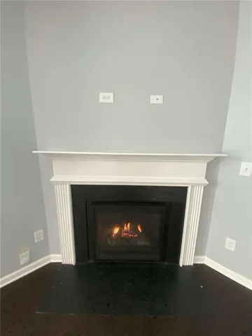 a living room with a fireplace