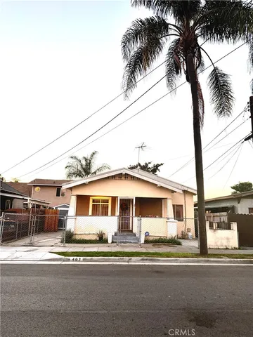 front view of a house with a patio