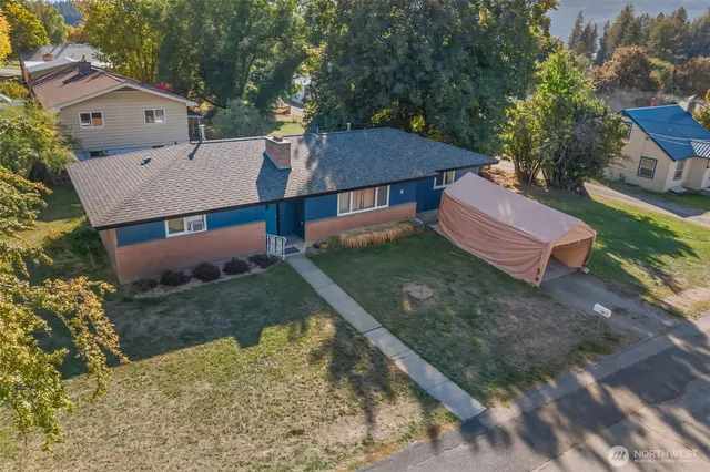 an aerial view of a house