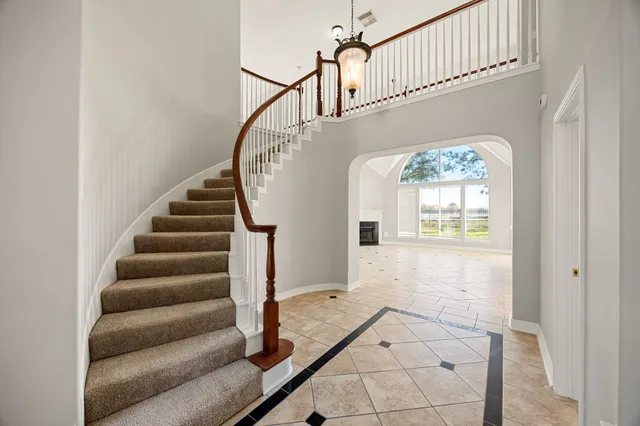 a view of a fireplace in a room