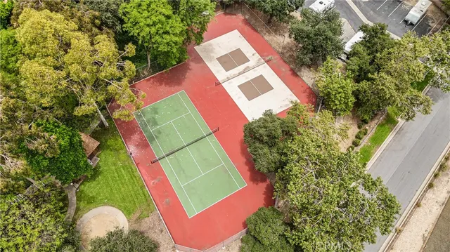 an aerial view of a house