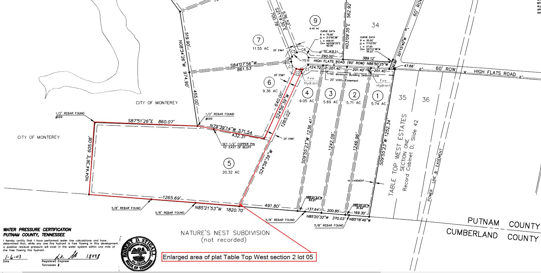 115 High Flats Road Monterey, TN 38574 - Photo 17 of 20 Enlarged area of plat lot 05