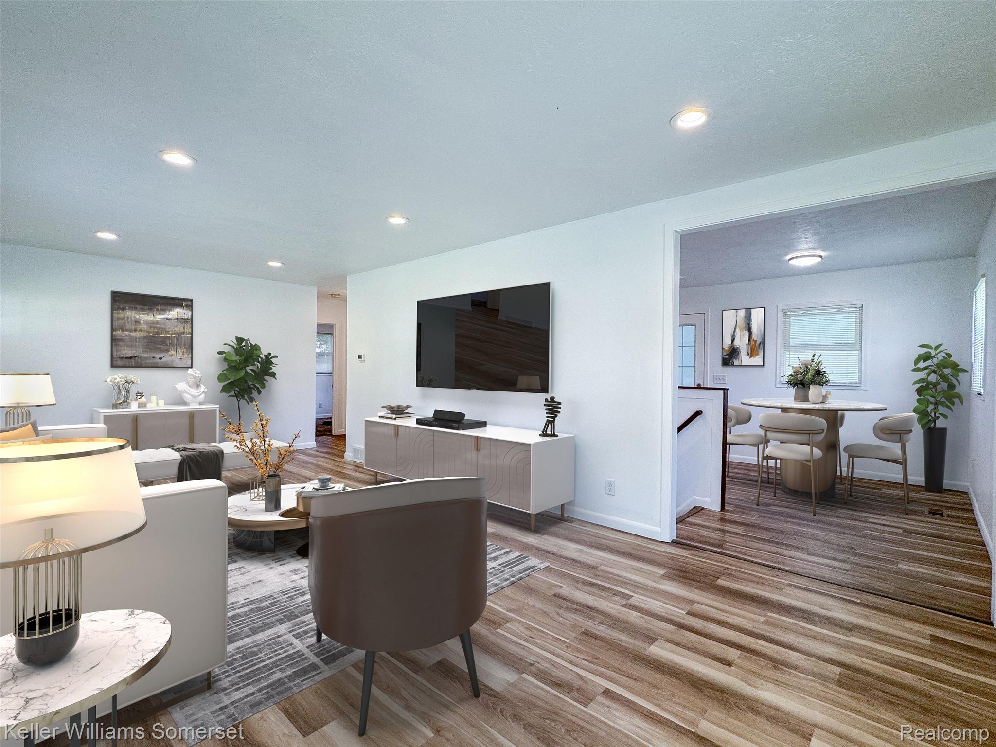 1821 Nazareth Road Kalamazoo, MI 49048 - Photo 7 of 20 Spacious living area featuring wood-finish flooring, recessed lighting, and a neutral color palette