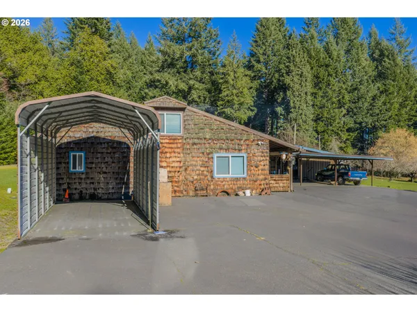 a front view of a house with a garage