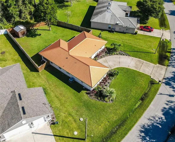 an aerial view of a house
