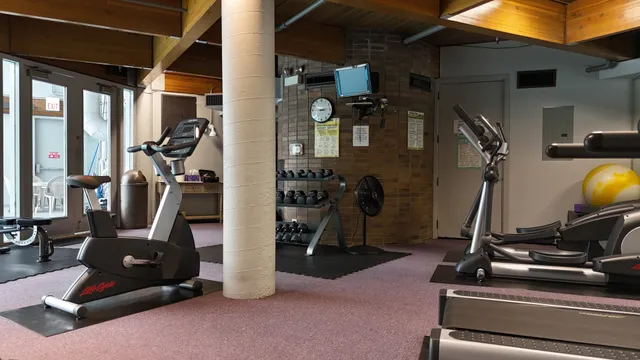 a room with gym equipment