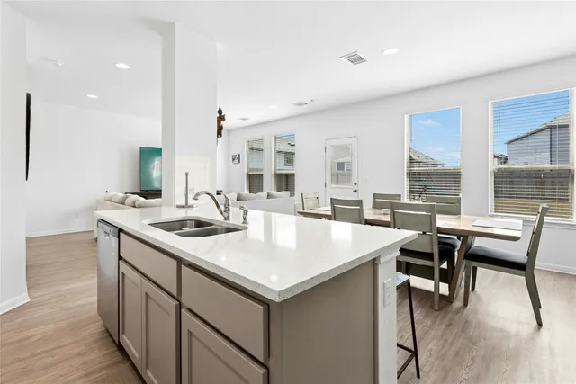 a view of kitchen and room